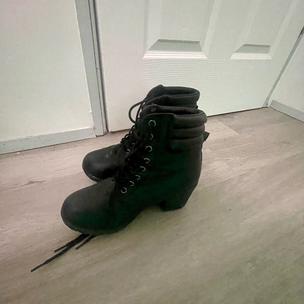Forever 21 Black Lace Up Boots
